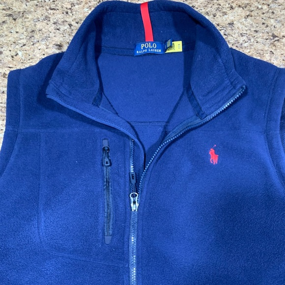 EUC Ralph Lauren Polo Fleece Full Zip Vest Large Blue - Picture 5 of 5